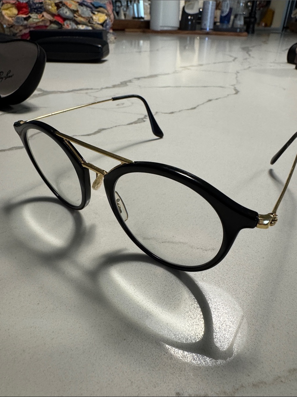 Ray-Ban Black Round Sunglasses with Gold Double Bridge frame- - Picture 10 of 11
